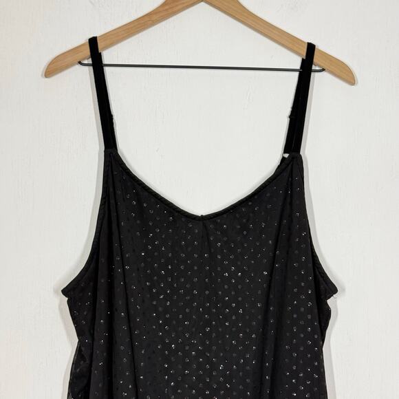 Torrid Cami Tank Top Size 3 Black V-Neck Mesh Shimmer Polka Dot Whimsygoth - Picture 3 of 8